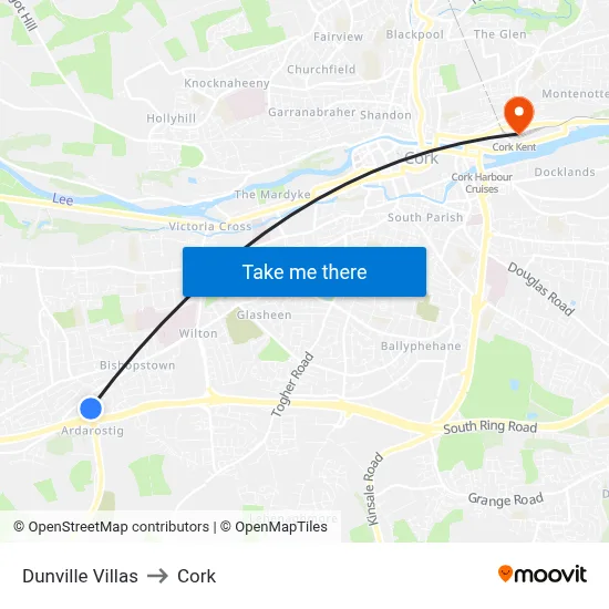 Dunville Villas to Cork map