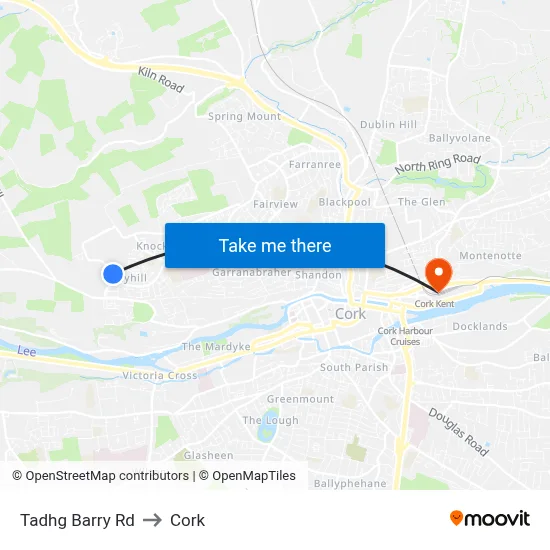 Tadhg Barry Rd to Cork map