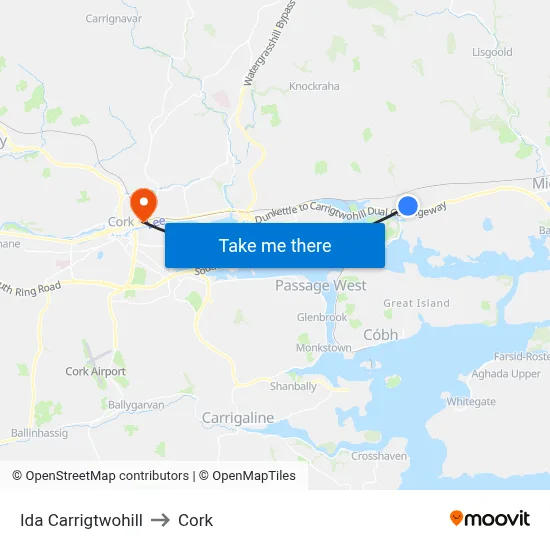 Ida Carrigtwohill to Cork map