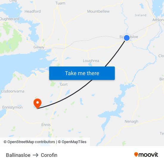 Ballinasloe to Corofin map