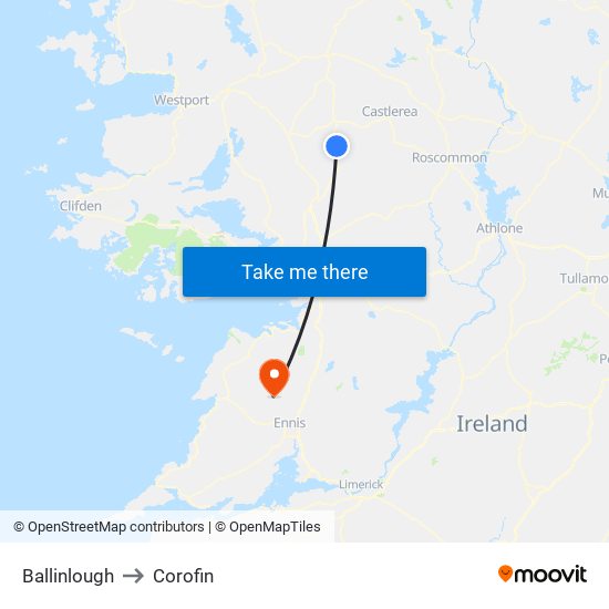 Ballinlough to Corofin map