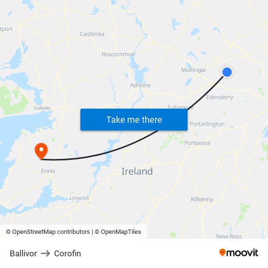 Ballivor to Corofin map