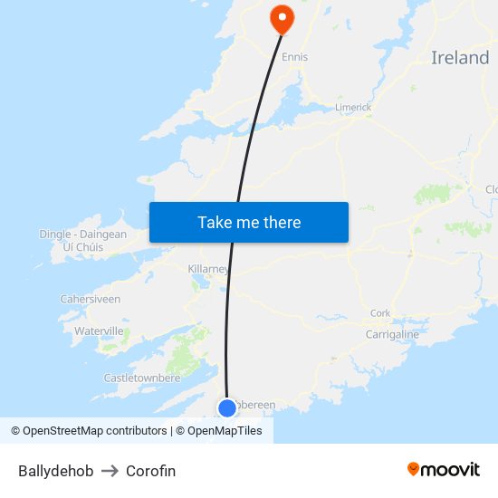 Ballydehob to Corofin map