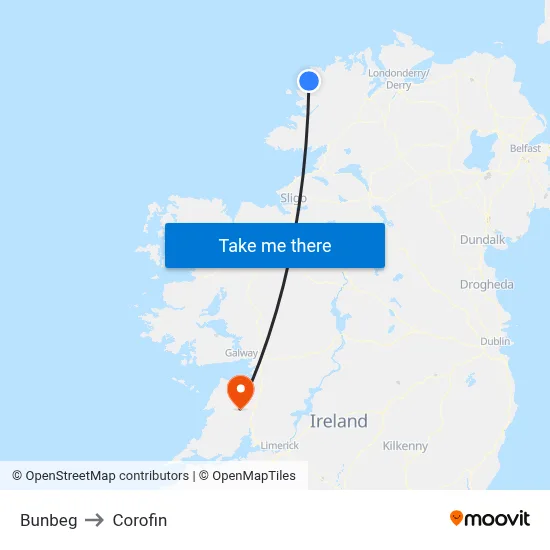Bunbeg to Corofin map