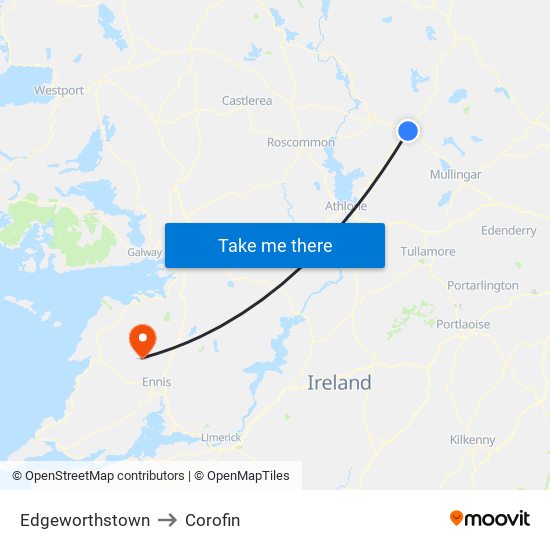 Edgeworthstown to Corofin map