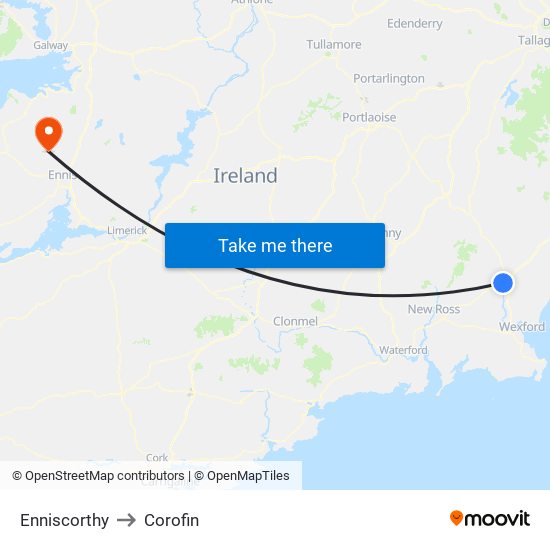 Enniscorthy to Corofin map