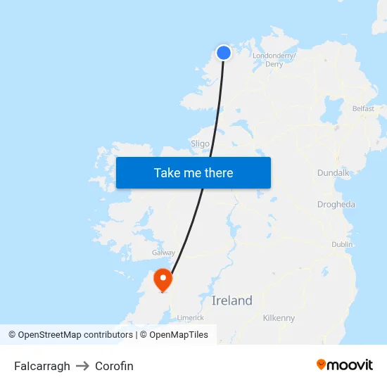 Falcarragh to Corofin map