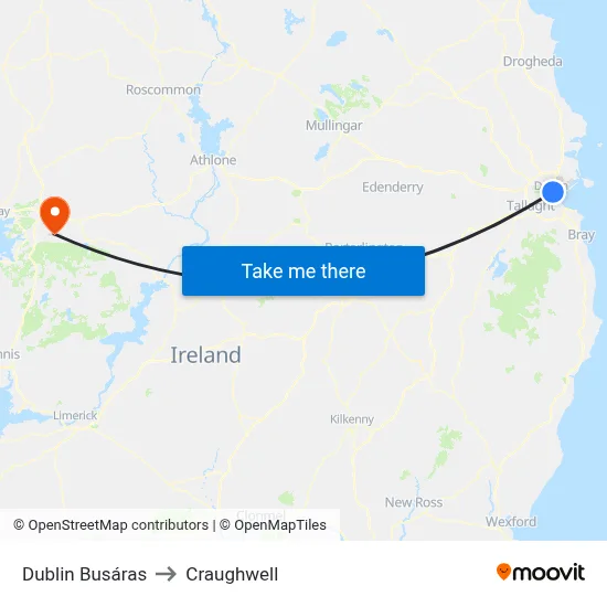 Dublin Busáras to Craughwell map