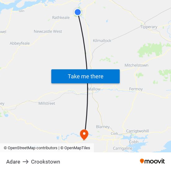 Adare to Crookstown map