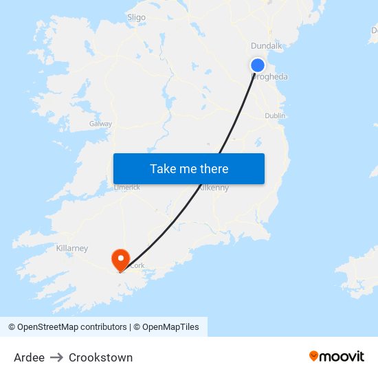 Ardee to Crookstown map