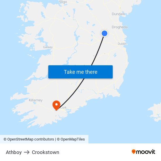 Athboy to Crookstown map
