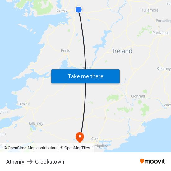 Athenry to Crookstown map