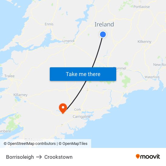 Borrisoleigh to Crookstown map