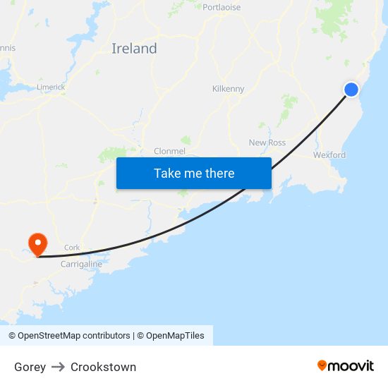 Gorey to Crookstown map