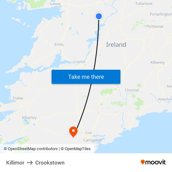 Killimor to Crookstown map