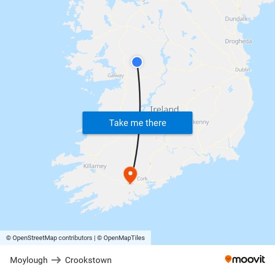 Moylough to Crookstown map
