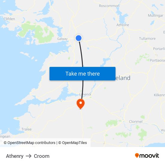 Athenry to Croom map