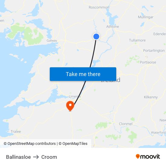 Ballinasloe to Croom map