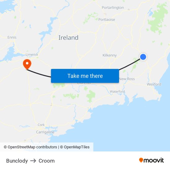 Bunclody to Croom map