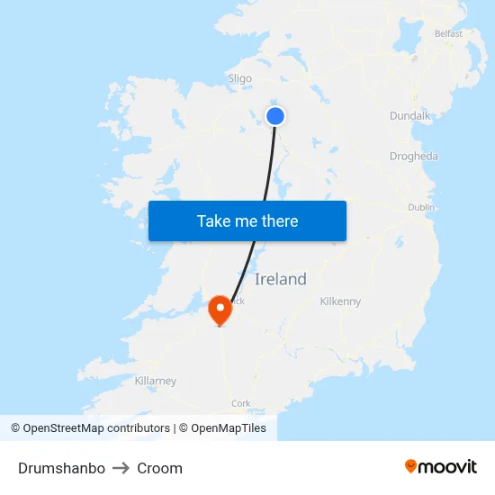 Drumshanbo to Croom map