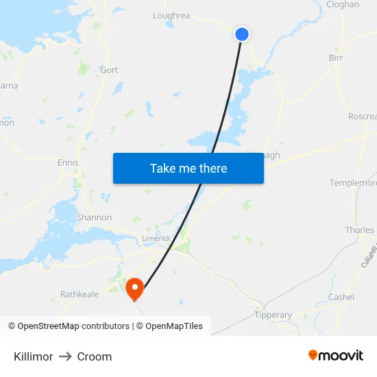 Killimor to Croom map