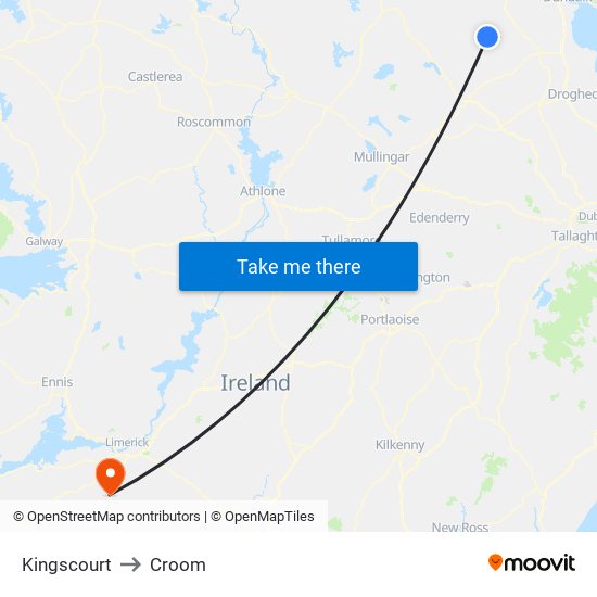 Kingscourt to Croom map