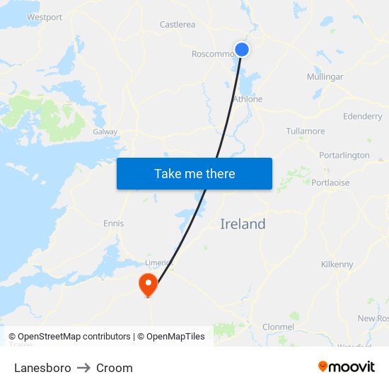 Lanesboro to Croom map