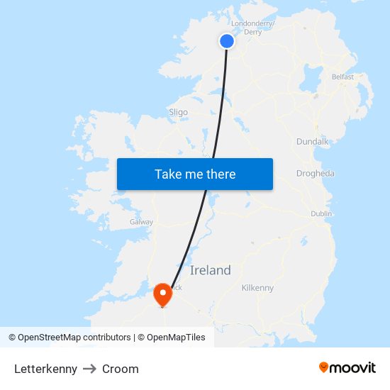 Letterkenny to Croom map