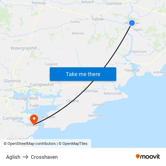 Aglish to Crosshaven map