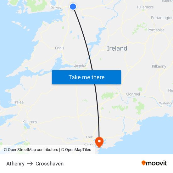 Athenry to Crosshaven map