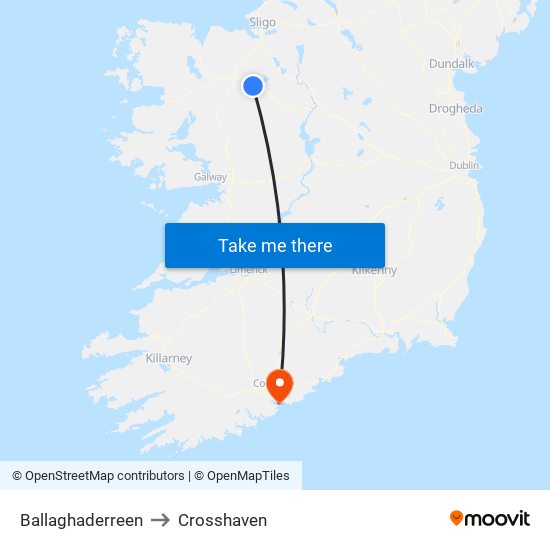 Ballaghaderreen to Crosshaven map