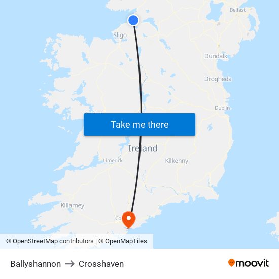 Ballyshannon to Crosshaven map