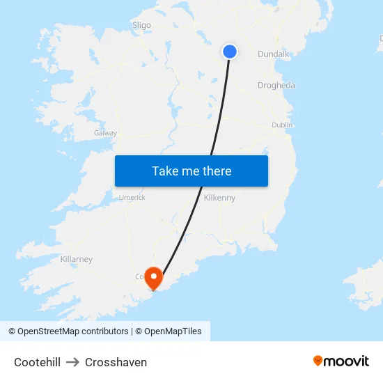 Cootehill to Crosshaven map