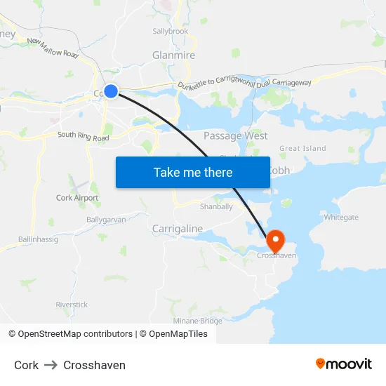 Cork to Crosshaven map