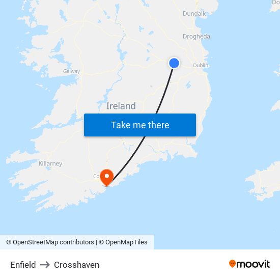 Enfield to Crosshaven map