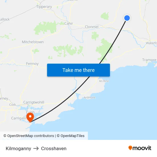 Kilmoganny to Crosshaven map