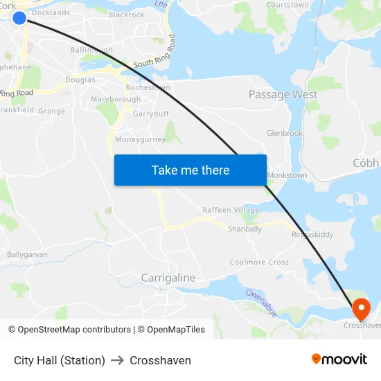 City Hall (Station) to Crosshaven map