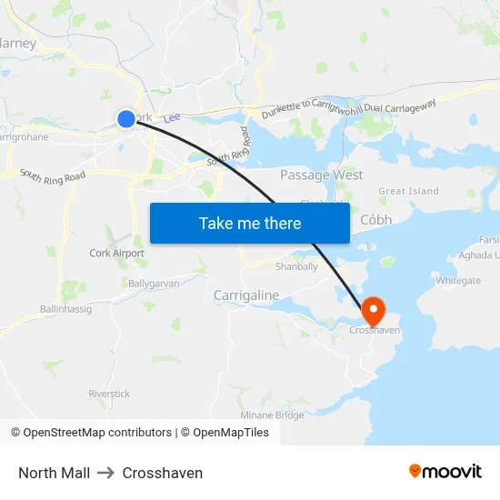 North Mall to Crosshaven map