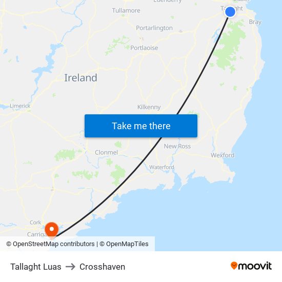 Tallaght Luas to Crosshaven map