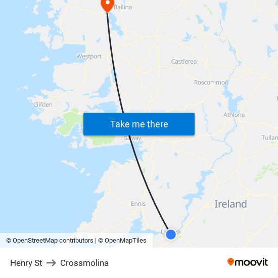 Henry St to Crossmolina map