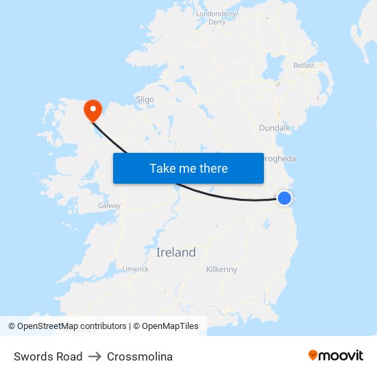 Swords Road to Crossmolina map