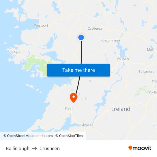 Ballinlough to Crusheen map