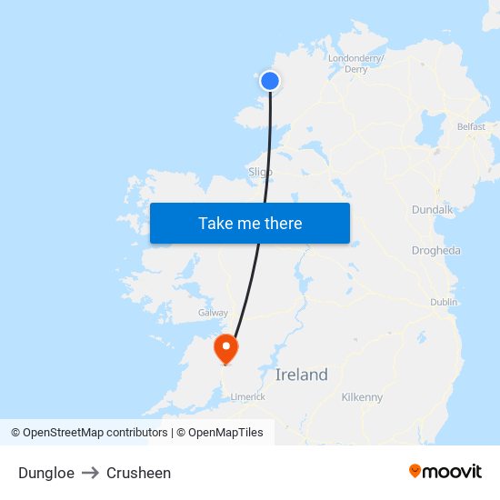 Dungloe to Crusheen map