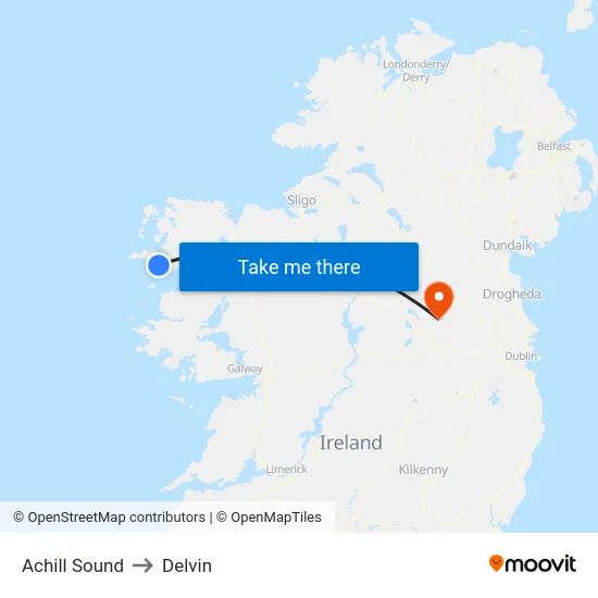 Achill Sound to Delvin map