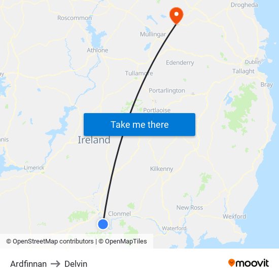 Ardfinnan to Delvin map