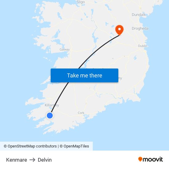 Kenmare to Delvin map