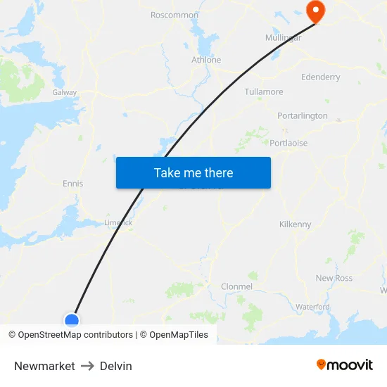 Newmarket to Delvin map