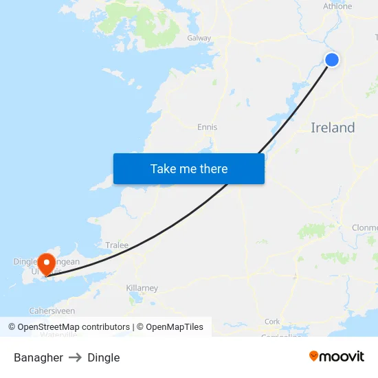 Banagher to Dingle map