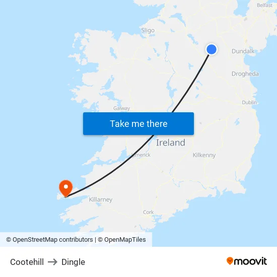 Cootehill to Dingle map