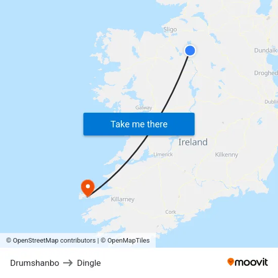 Drumshanbo to Dingle map